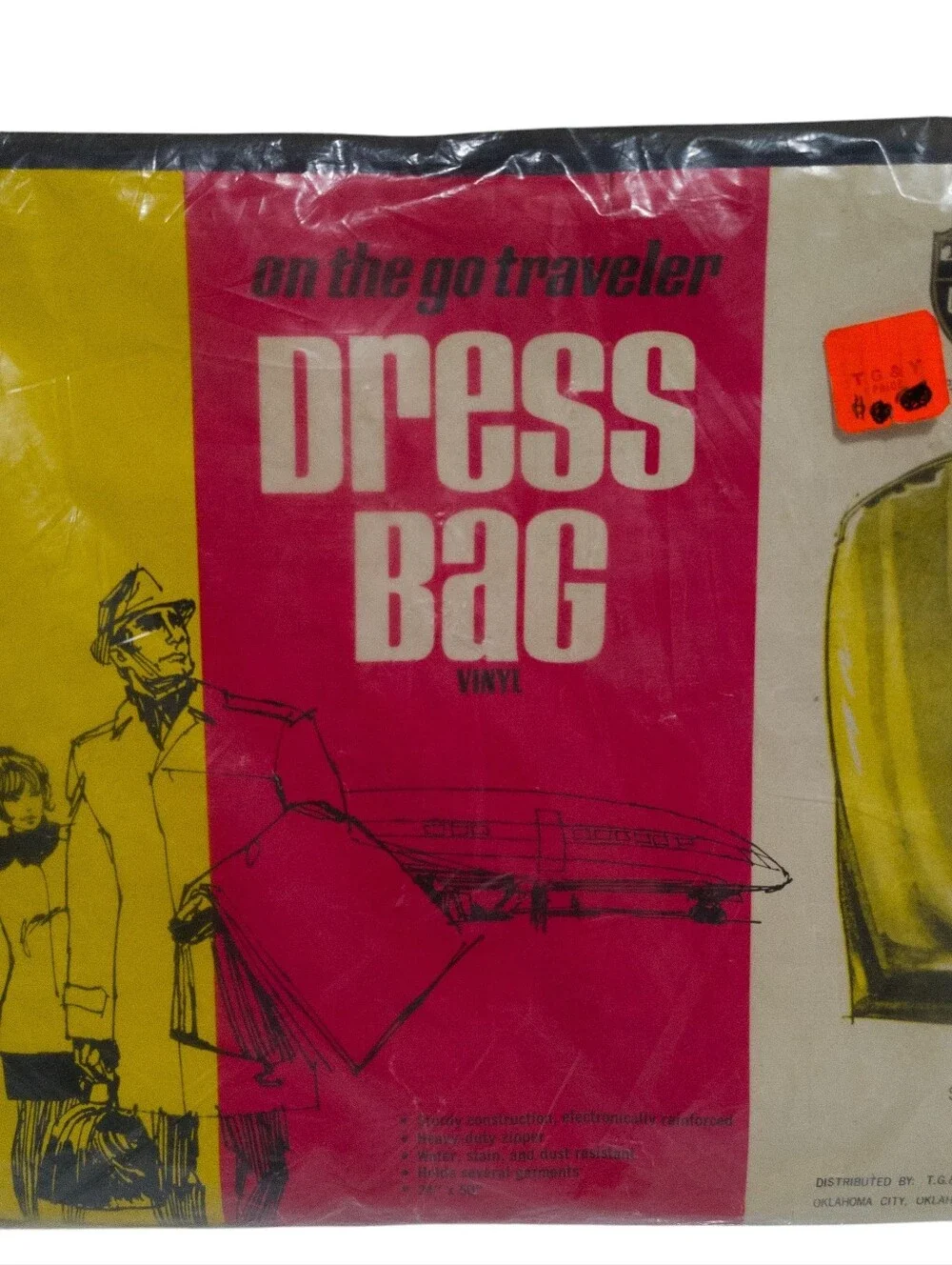 Vintage 70s On The Go Traveler Black Nylon NOS Dress Bag Jet Age